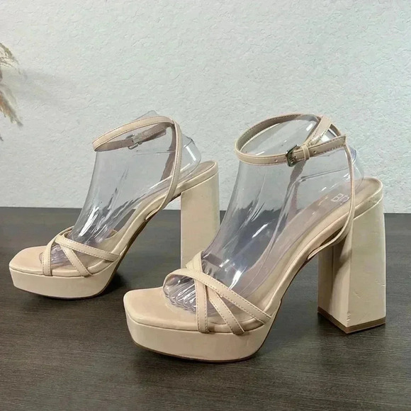 Bp Jaymes Cream Block Heel Platform Sandals Size 11M - Picture 6 of 14